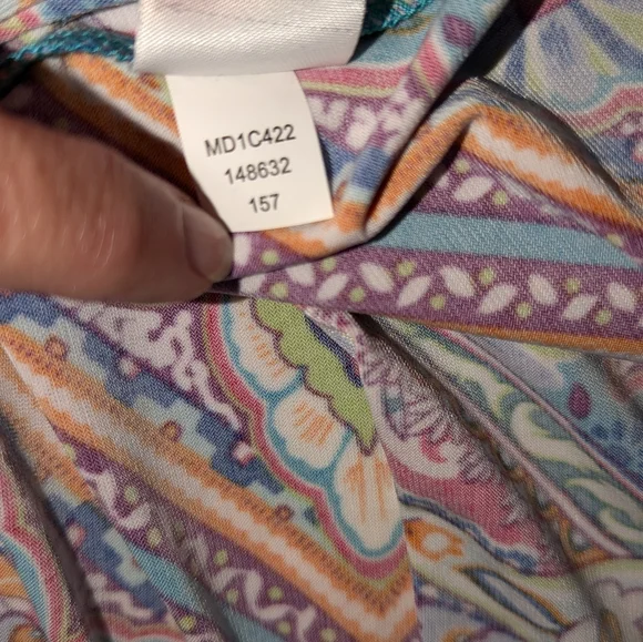 Festive Maxi Dress New Halter V-Neck Stretch ๐ M Vacay Beach Party Colorful - Picture 15 of 17